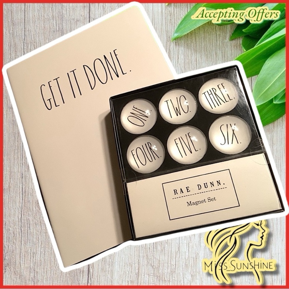 Rae Dunn NWT - 6 Magnet Set w/ numbers 1-6 and 80 page Notebook